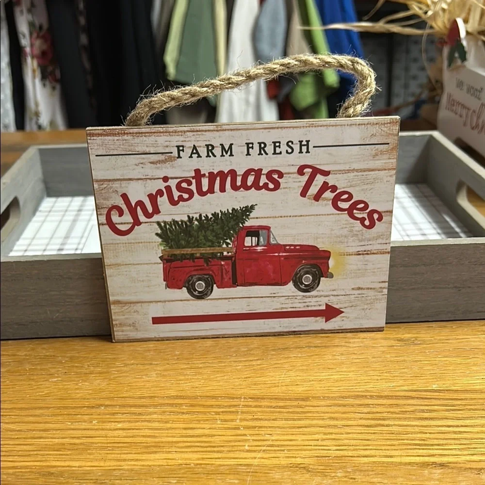 Farm Fresh Christmas Trees Sign - Red